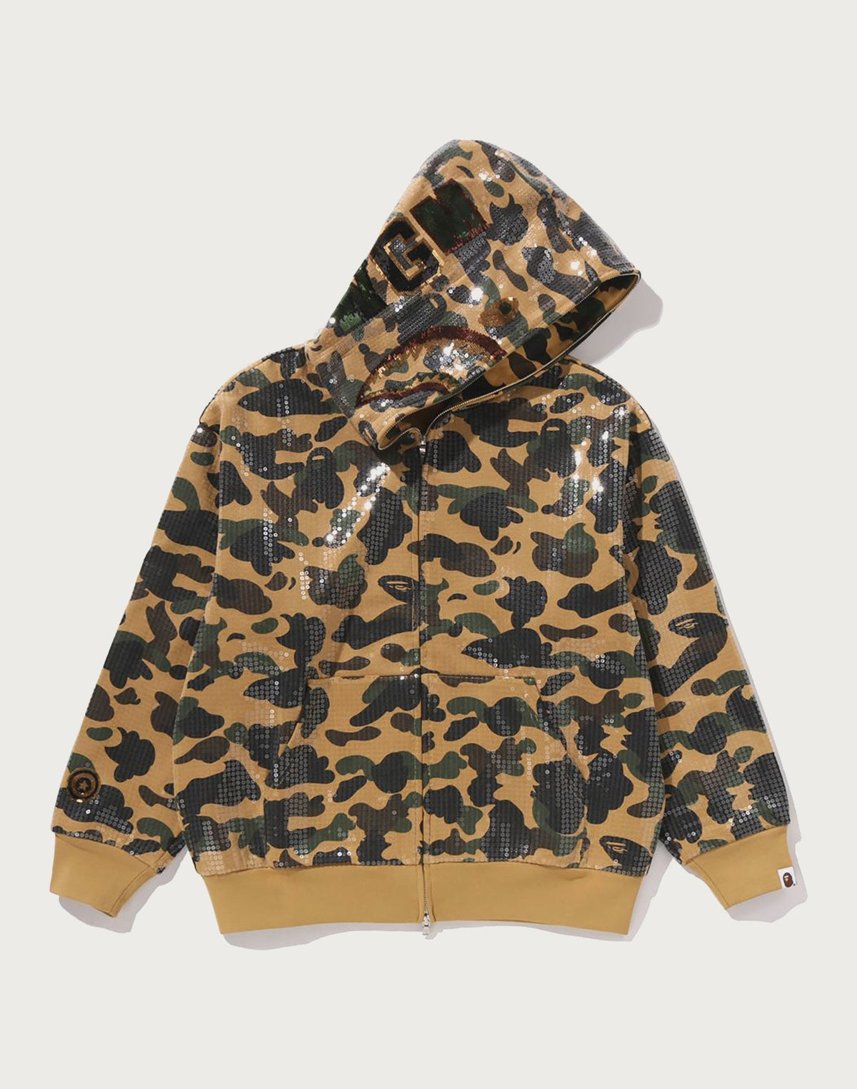 1ST CAMO SEQUIN SHARK RELAXED FIT FULL ZIP HOODIE MENS