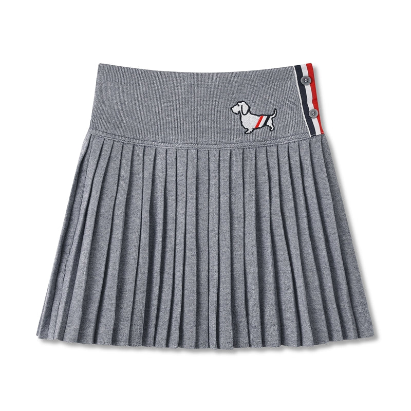 Women's Dog-Motif Knitted Pleated Skirt | Thom Browne