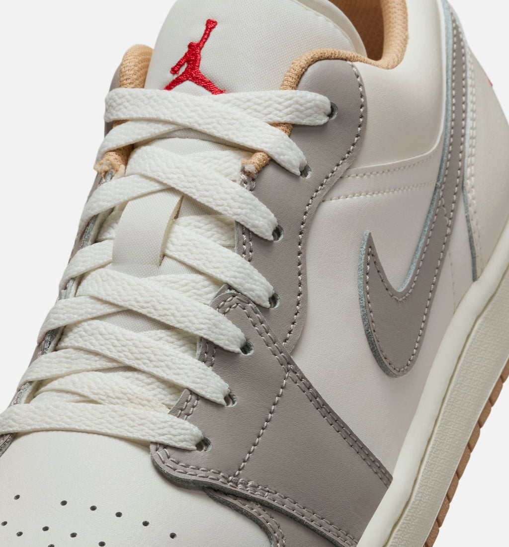 Air Jordan 1 Low Men's Lifestyle Sneakers - Sail/Fire Red/College Grey/Hemp