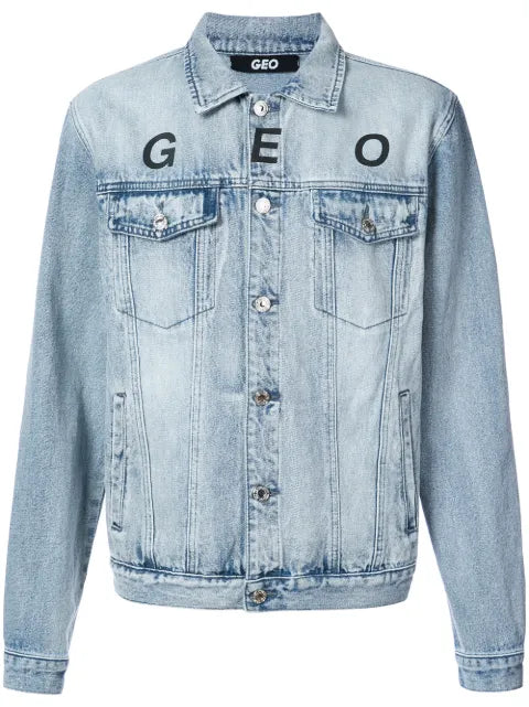 Geo Globe marble denim jacket