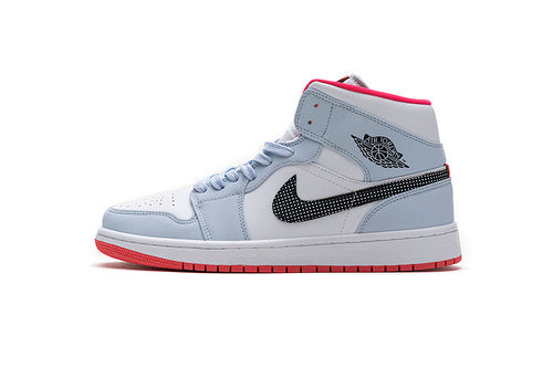 Jordan 1 Mid Half Blue Polka Dot Swoosh Reps Sneakers 555112-400