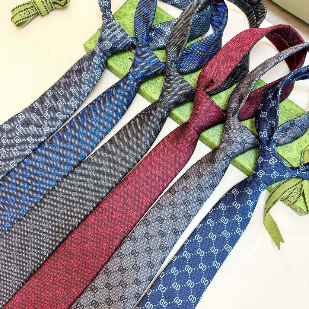 Gucci Style Men's GG Monogram Silk Tie