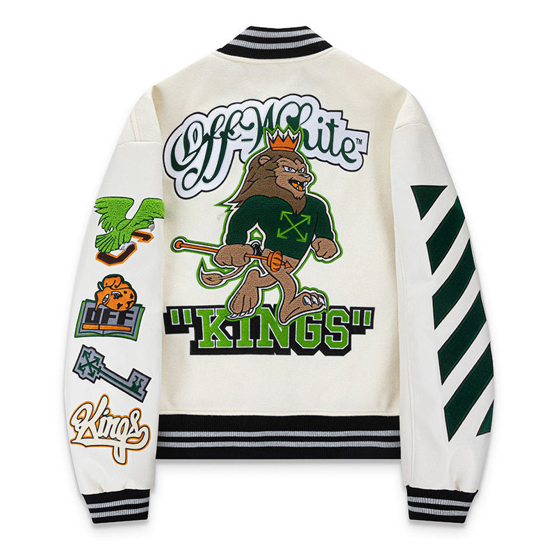 OFF WHITE Cartoon Lion King Embroidered Wool Jacket