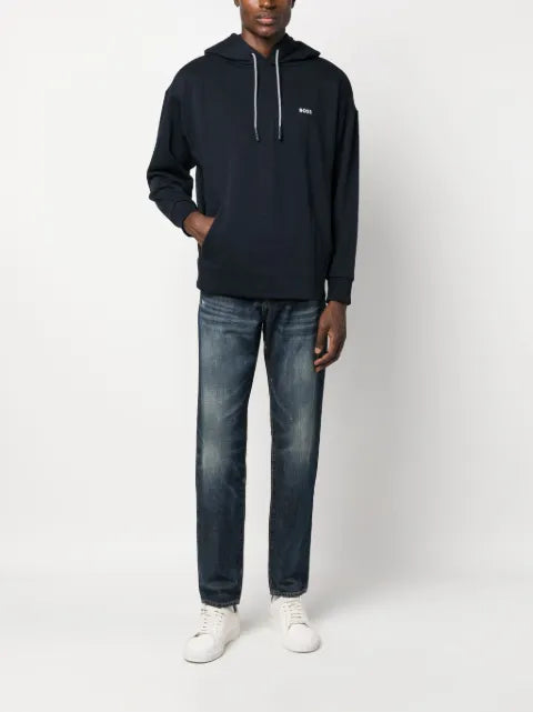 BOSS logo-embroidered drawstring hoodie