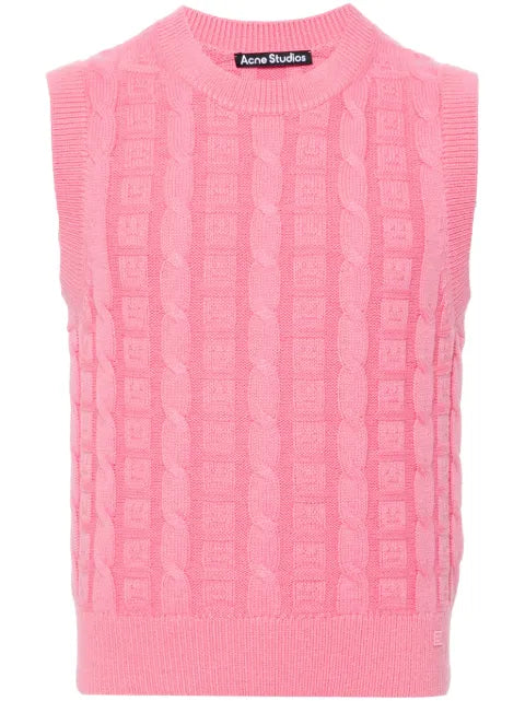 Acne Studios Face logo-appliqué cable-knit jumper