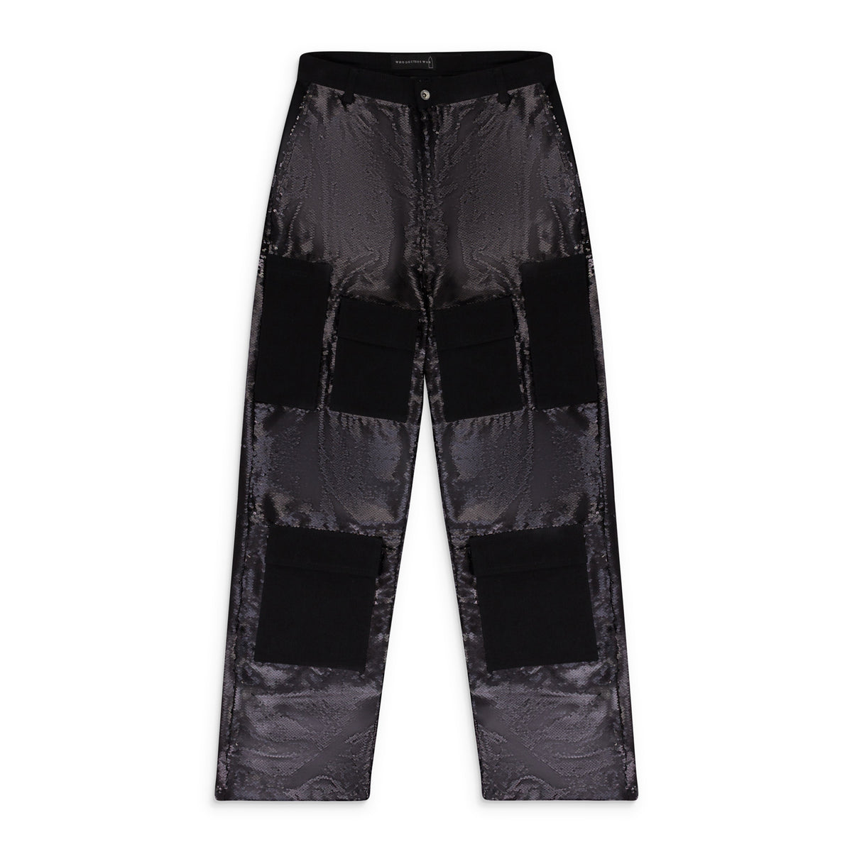 BLACK SEQUIN POCKET TROUSERS