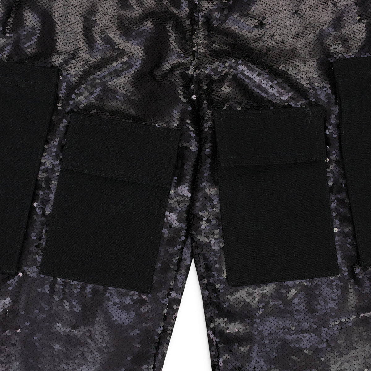 BLACK SEQUIN POCKET TROUSERS