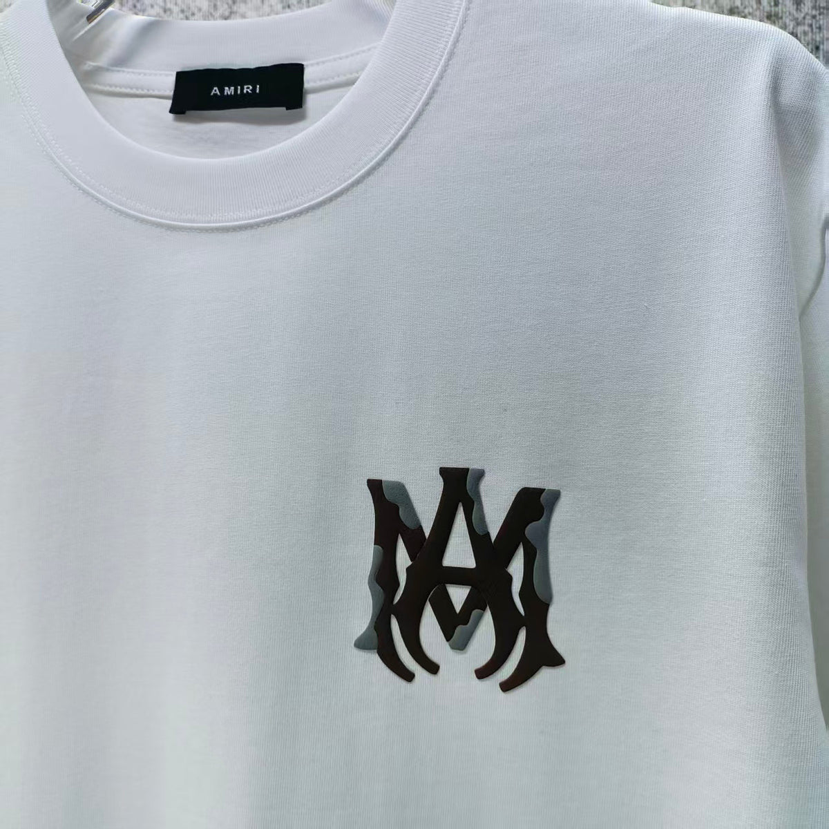 AMIRI Two‑Tone MA Monogram Chest Graphic Short‑Sleeve Tee