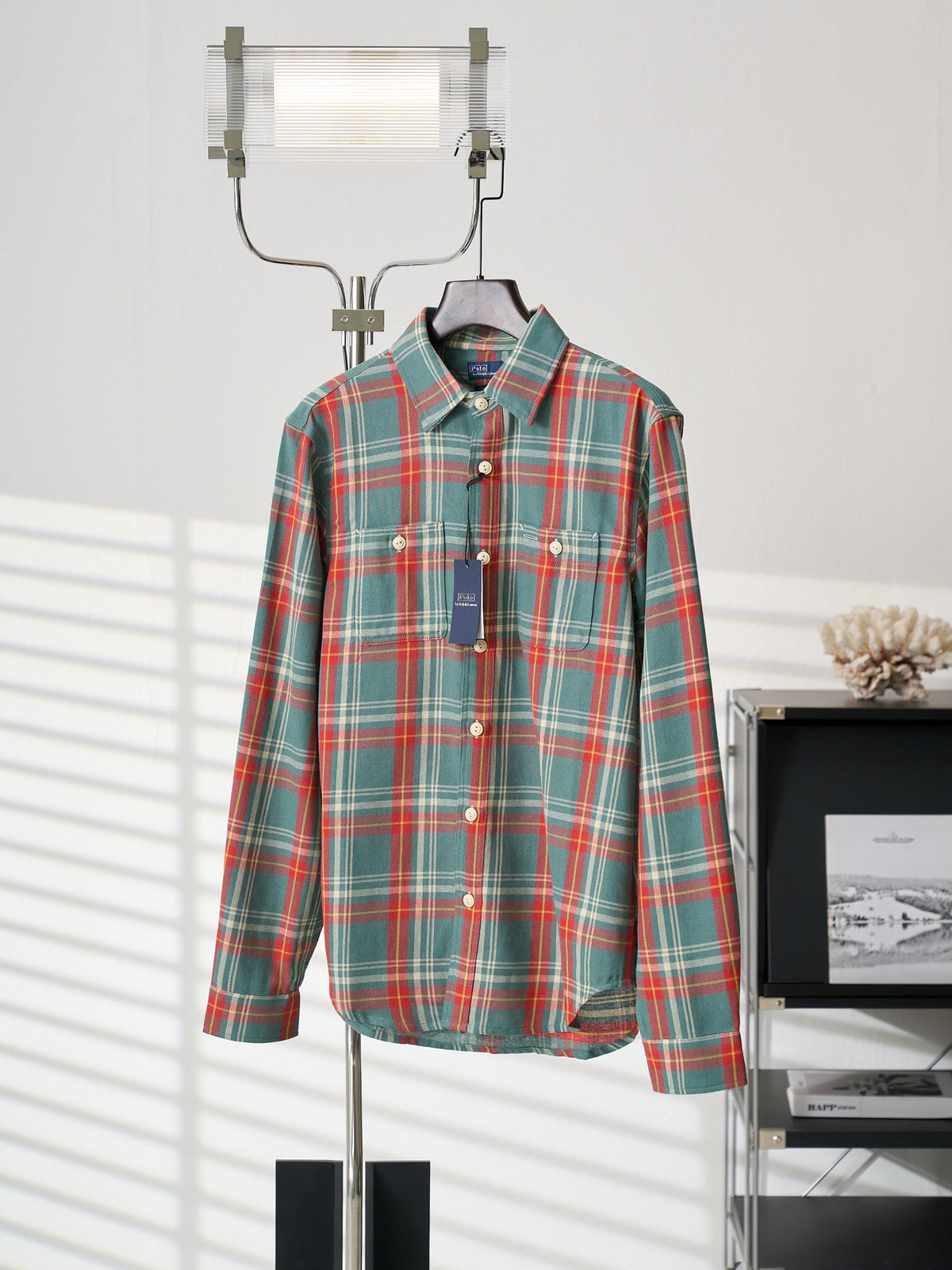 Ralph Lauren Men's Long‑Sleeve Plaid Flannel Shirt With Double Chest Pockets