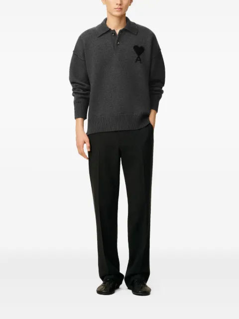 AMI Paris wool polo shirt with Ami de Coeur