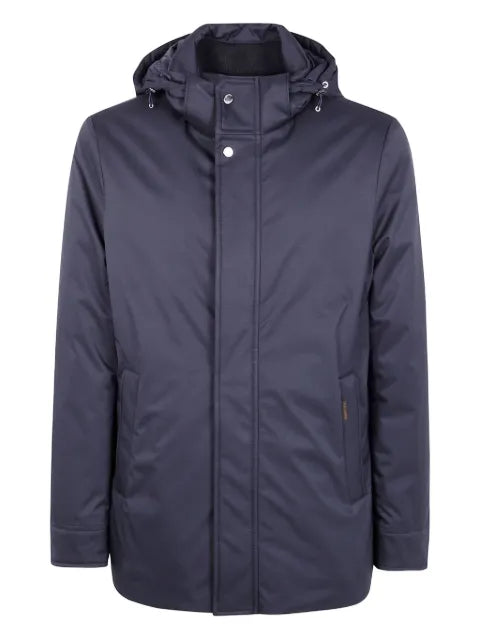 Moorer hooded zip-fastening jacket