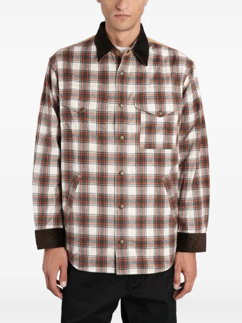 Junya Watanabe MAN checked corduroy-paneled overshirt