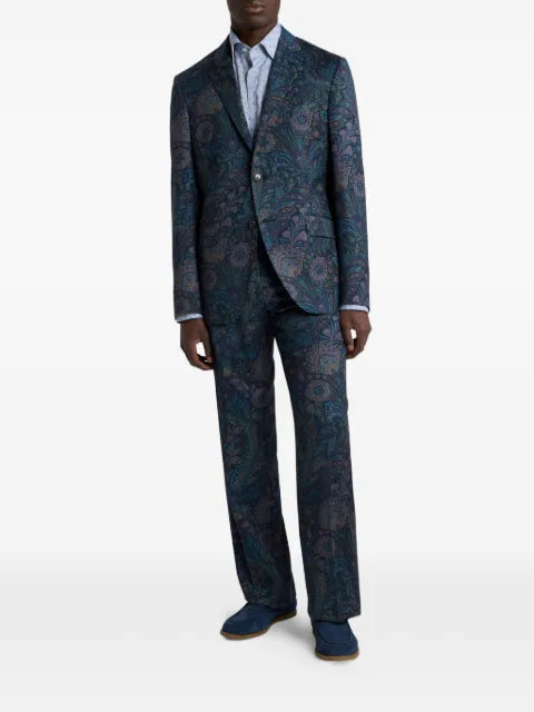 ETRO single-breasted floral motif wool jacket