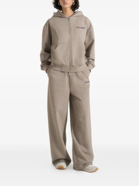 Manière De Voir JS002 in taupe Signature relaxed-fit zip hoodie