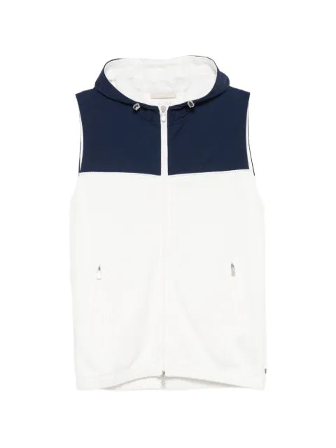 Eleventy colour-block sleeveless zip-up hoodie
