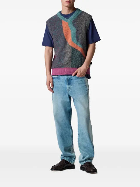 PS Paul Smith abstract-pattern V-neck knitted vest