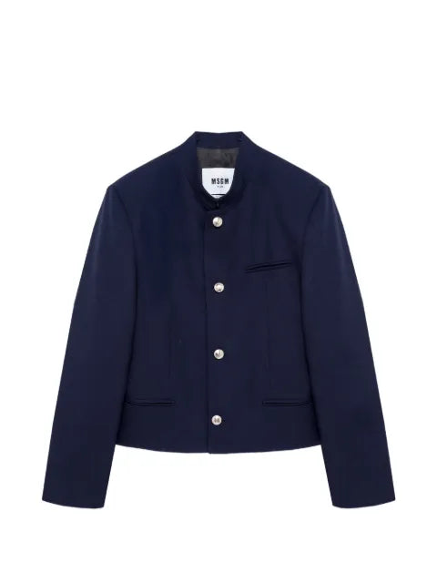 MSGM mandarin-collar logo-patch jacket