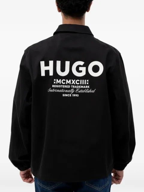 HUGO logo-print button-up jacket