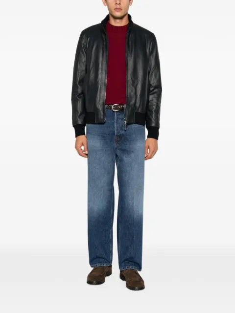 Arte Antwerp ribbed-trim leather jacket