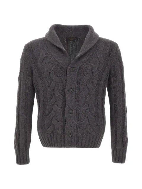Gran Sasso cable-knit shawl-collar sweater