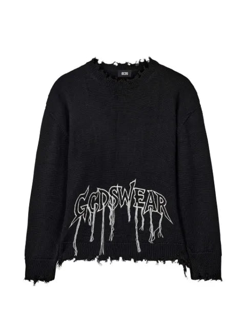 GCDS embroidered distressed sweater