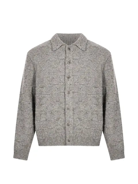 YMC checkerboard flecked-knit cardigan