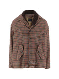 Emporio Armani houndstooth-pattern ribbed-collar jacket