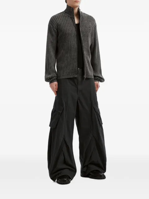 izzue ribbed-knit zip-up sweater