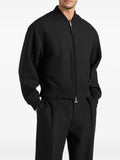 Manière De Voir Leandro in black herringbone-brushed wool bomber jacket