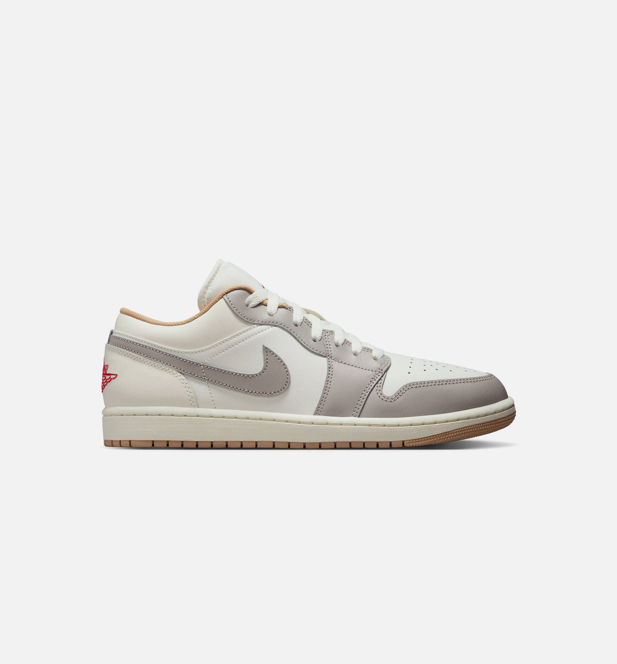 Air Jordan 1 Low Men's Lifestyle Sneakers - Sail/Fire Red/College Grey/Hemp