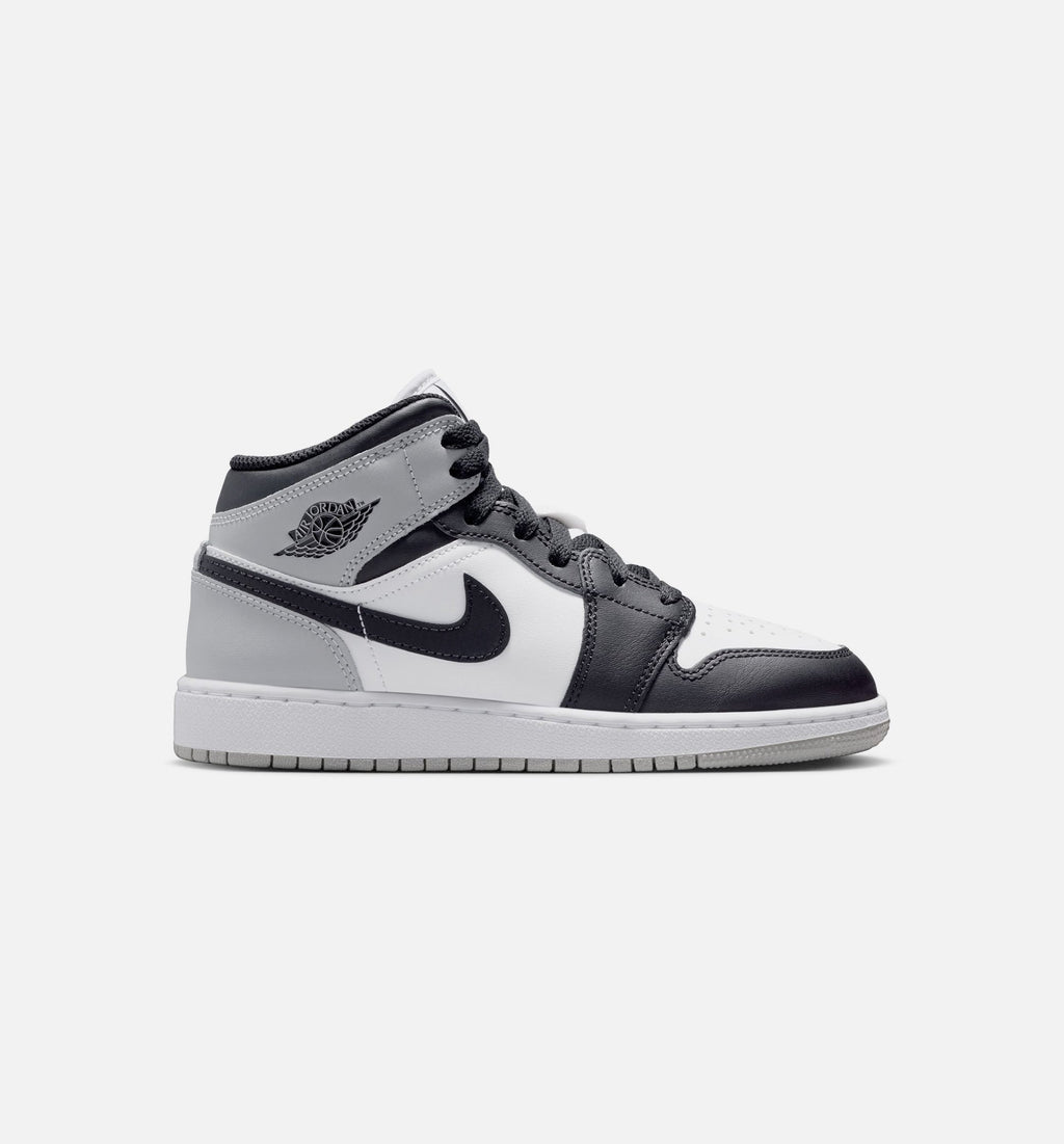Air Jordan 1 Mid GS Sneakers | White/Light Smoke Grey/Black