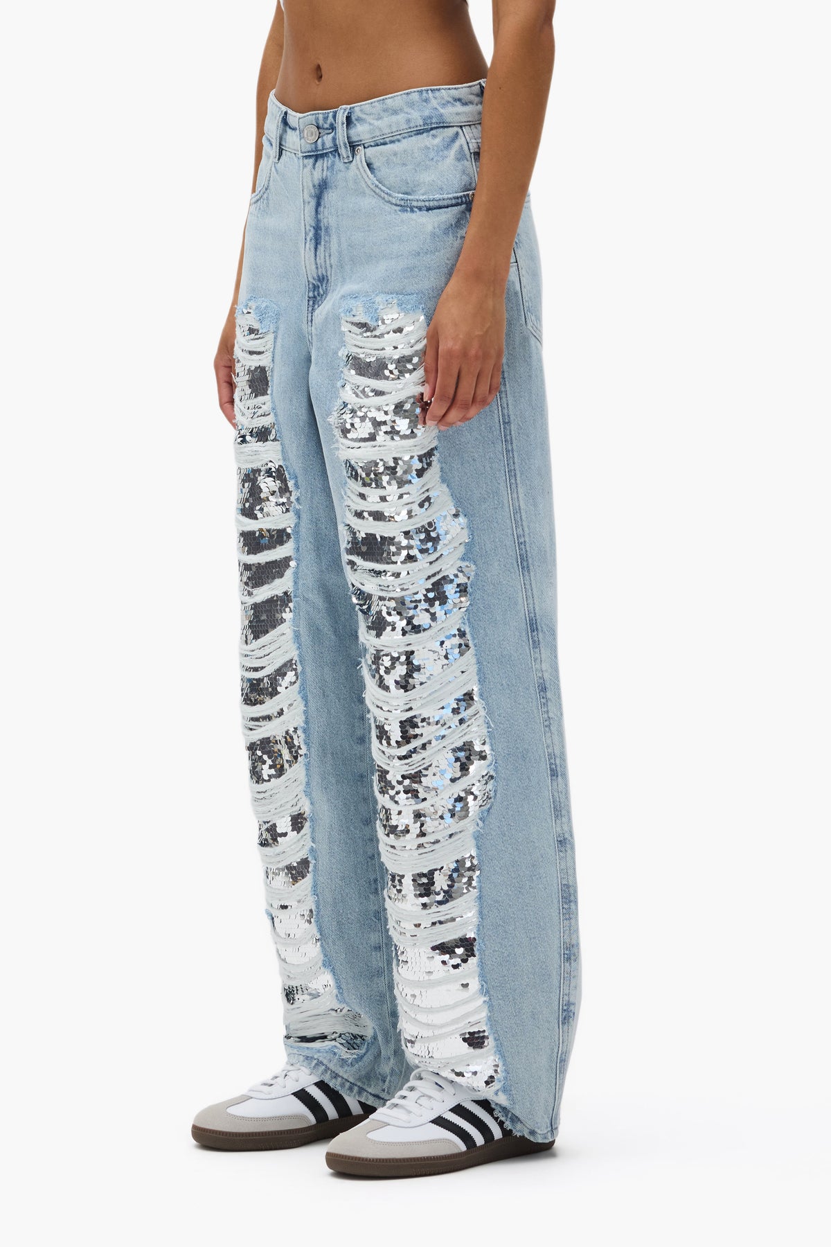 Sequin Blowout Barrel Leg