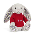 Blossom Silver Bunny 'Bloom' with Personalized Red Jumper