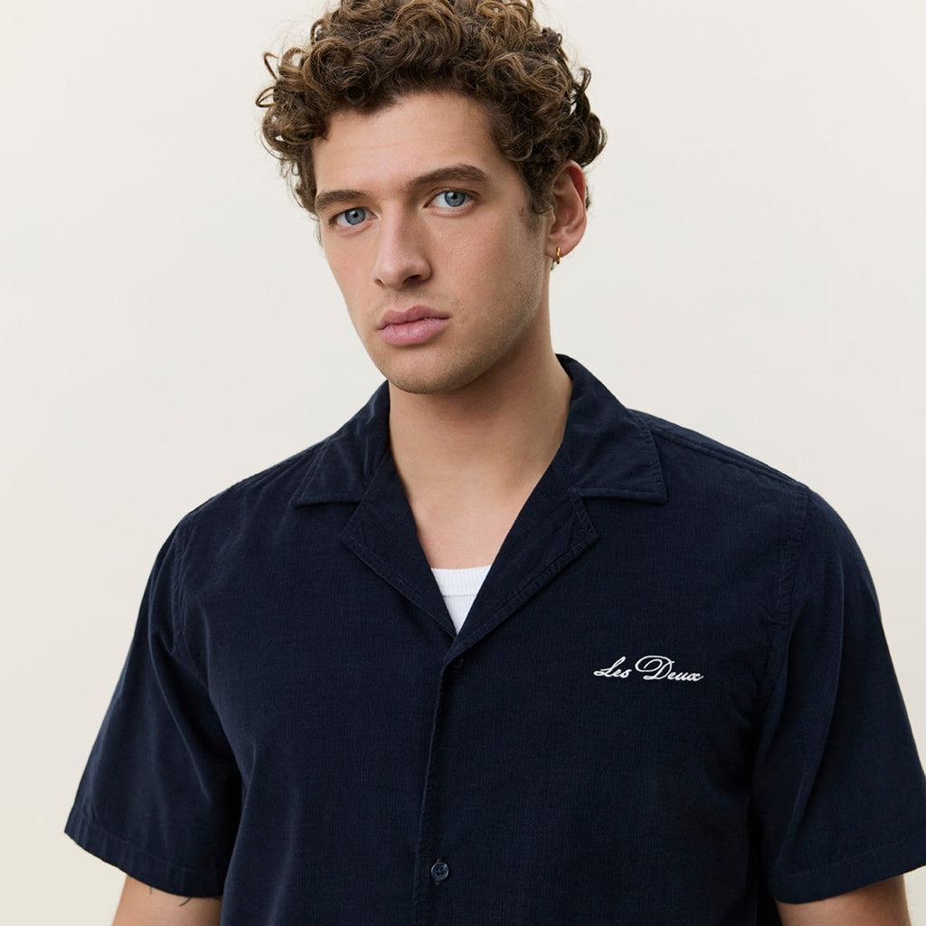 Les Deux Signature Mini Cord Ss Shirt: Dark Blue Night