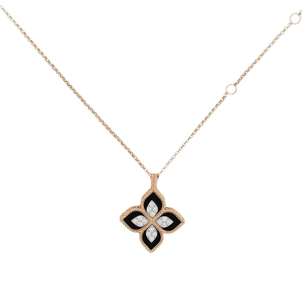 Roberto Coin Style Four-Leaf Clover Cubic Zirconia Necklace