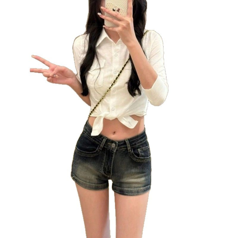 High Waist Butt Lifting Denim Shorts Slim Fit Hot Pants Y2K Streetwear