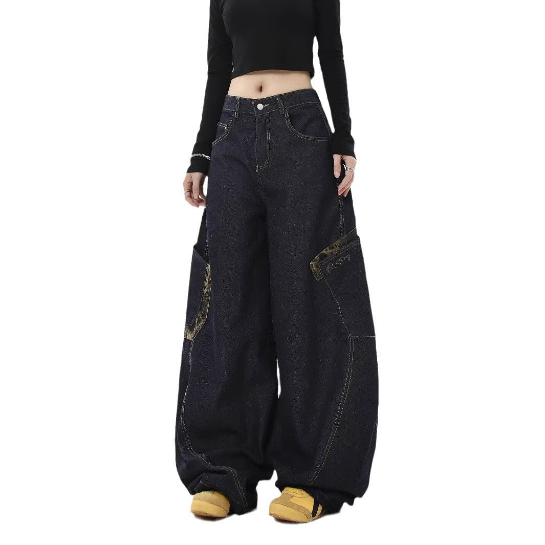 Y2K Vintage Washed Distressed Wide Leg Curved Baggy Jeans Streetwear