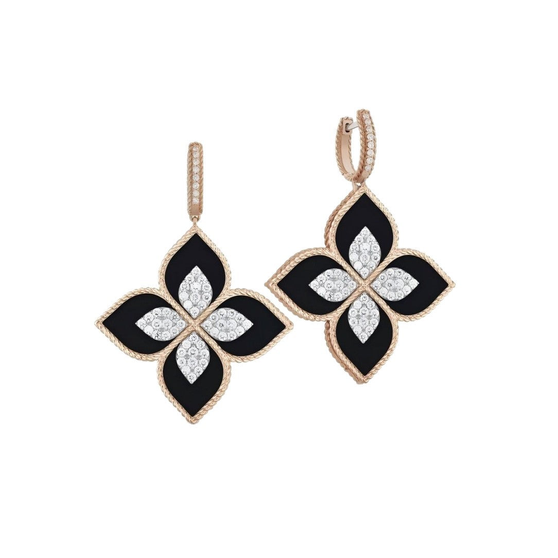 Roberto Coin Style Four-Leaf Clover Cubic Zirconia Earrings