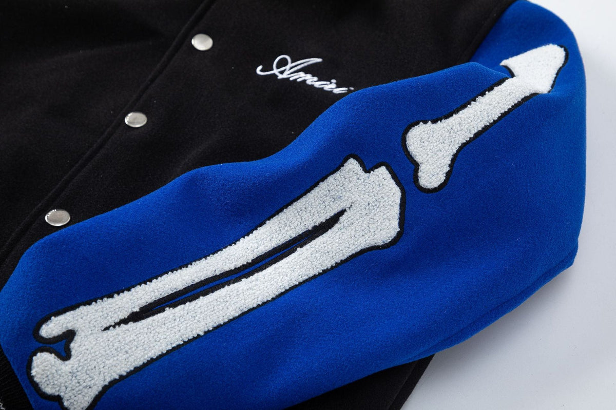 Amiri Bone Towel Embroidered Collared Varsity Jacket Unisex