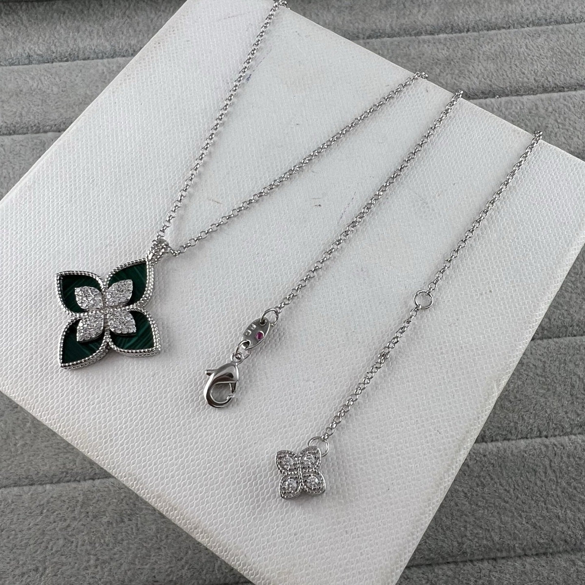 Roberto Coin Style Four-Leaf Clover Cubic Zirconia Necklace