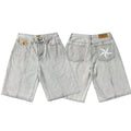 Corteiz Back Star Embroidery Heavyweight Denim Shorts Grey
