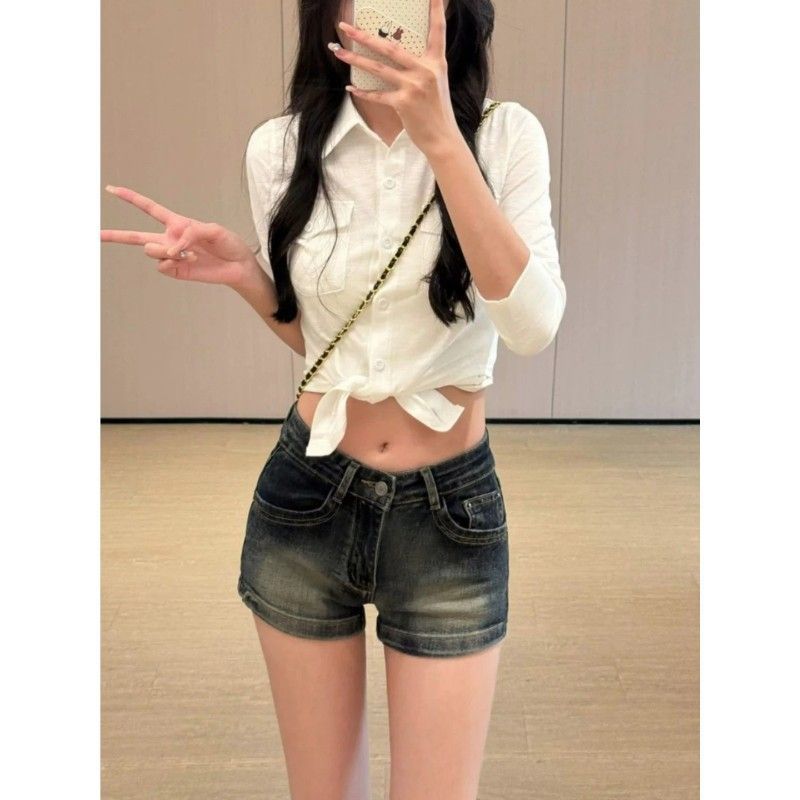 High Waist Butt Lifting Denim Shorts Slim Fit Hot Pants Y2K Streetwear