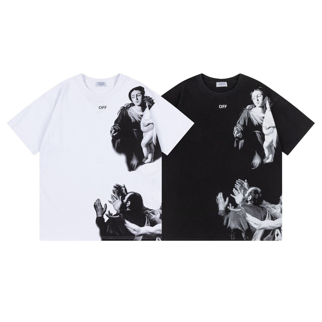 Off-White Madonna Painting Graphic Short Sleeve Crewneck T-Shirt