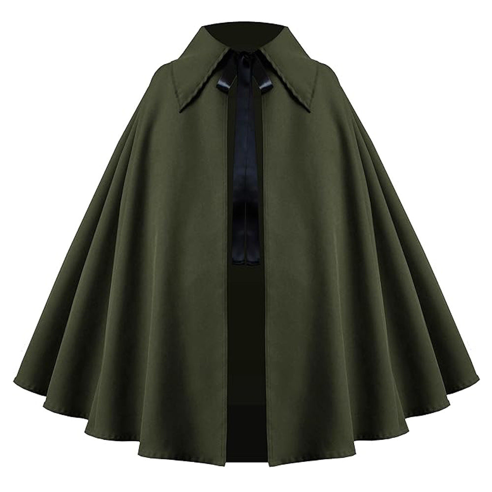 Halloween Medieval Short Cape Stand Collar Multi‑Color Cosplay Cloak