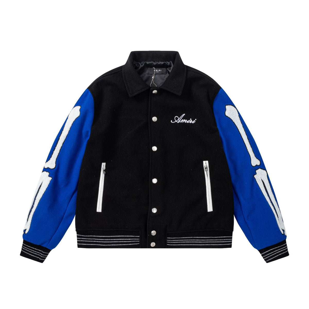 Amiri Bone Towel Embroidered Collared Varsity Jacket Unisex