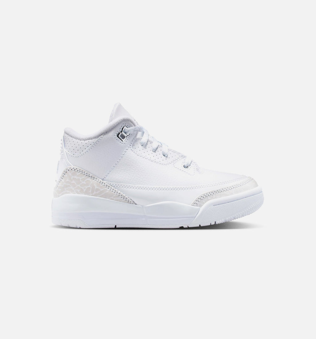 Air Jordan 3 Retro White and Silver Preschool – White/Metallic Silver