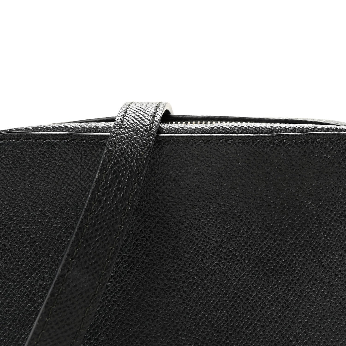 Signature Grained Calfskin Logo XS Ville Camera Bag Black White
