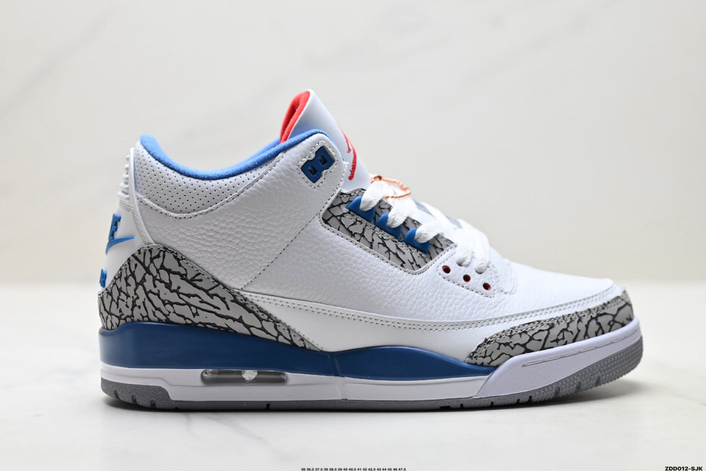 Air Jordan 3 Retro White Royal Blue Cement Sneakers