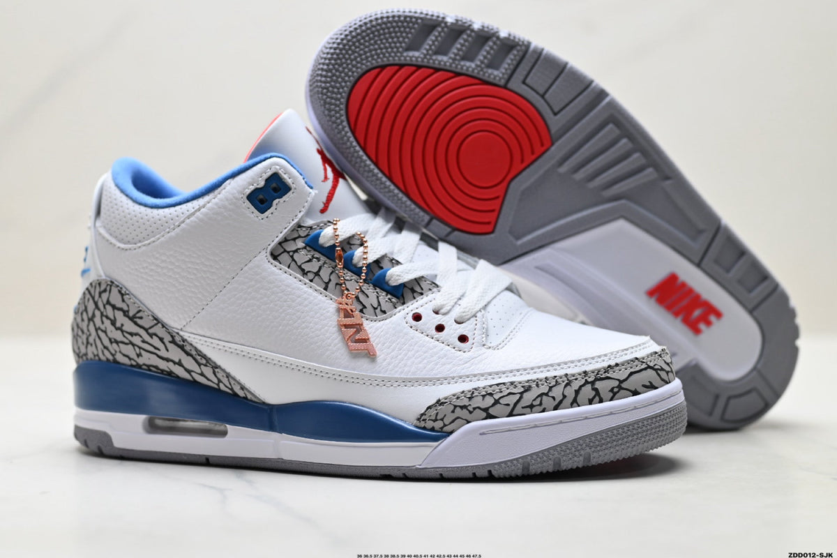 Air Jordan 3 Retro White Royal Blue Cement Sneakers