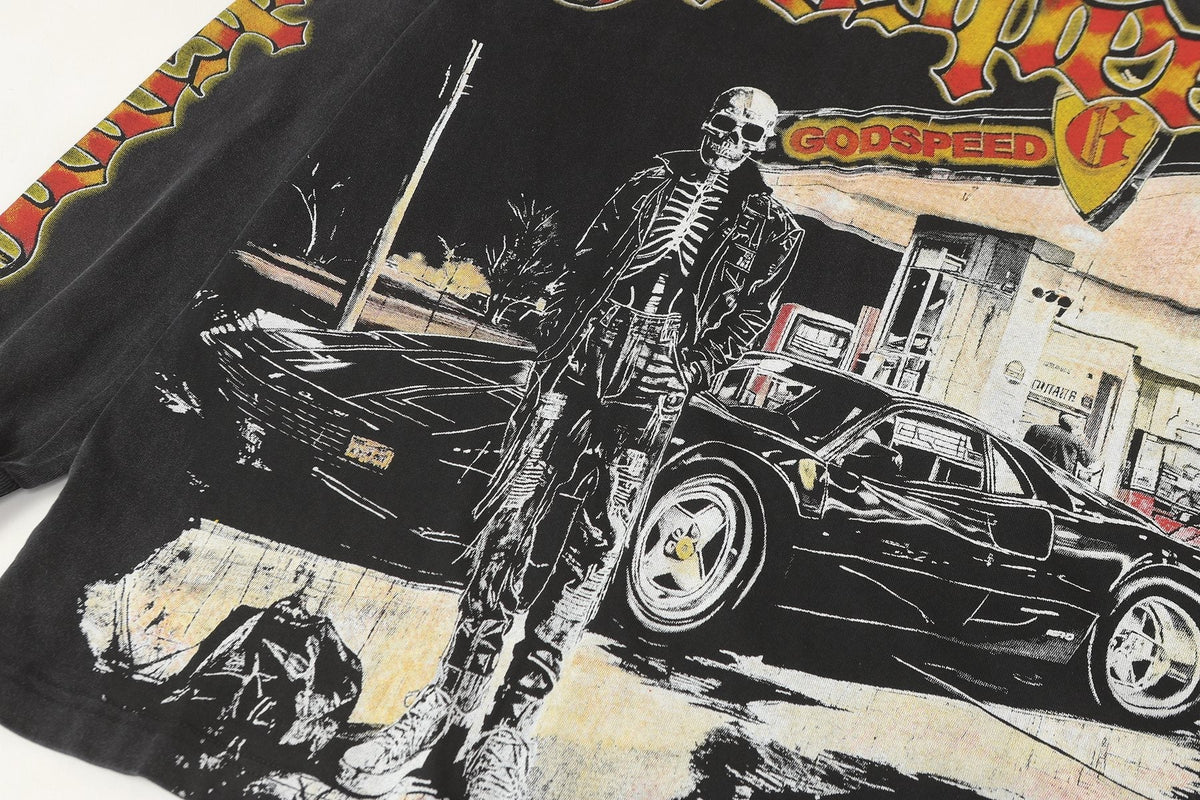 Godspeed Washed Black Rock Graphic Long-Sleeve T-Shirt